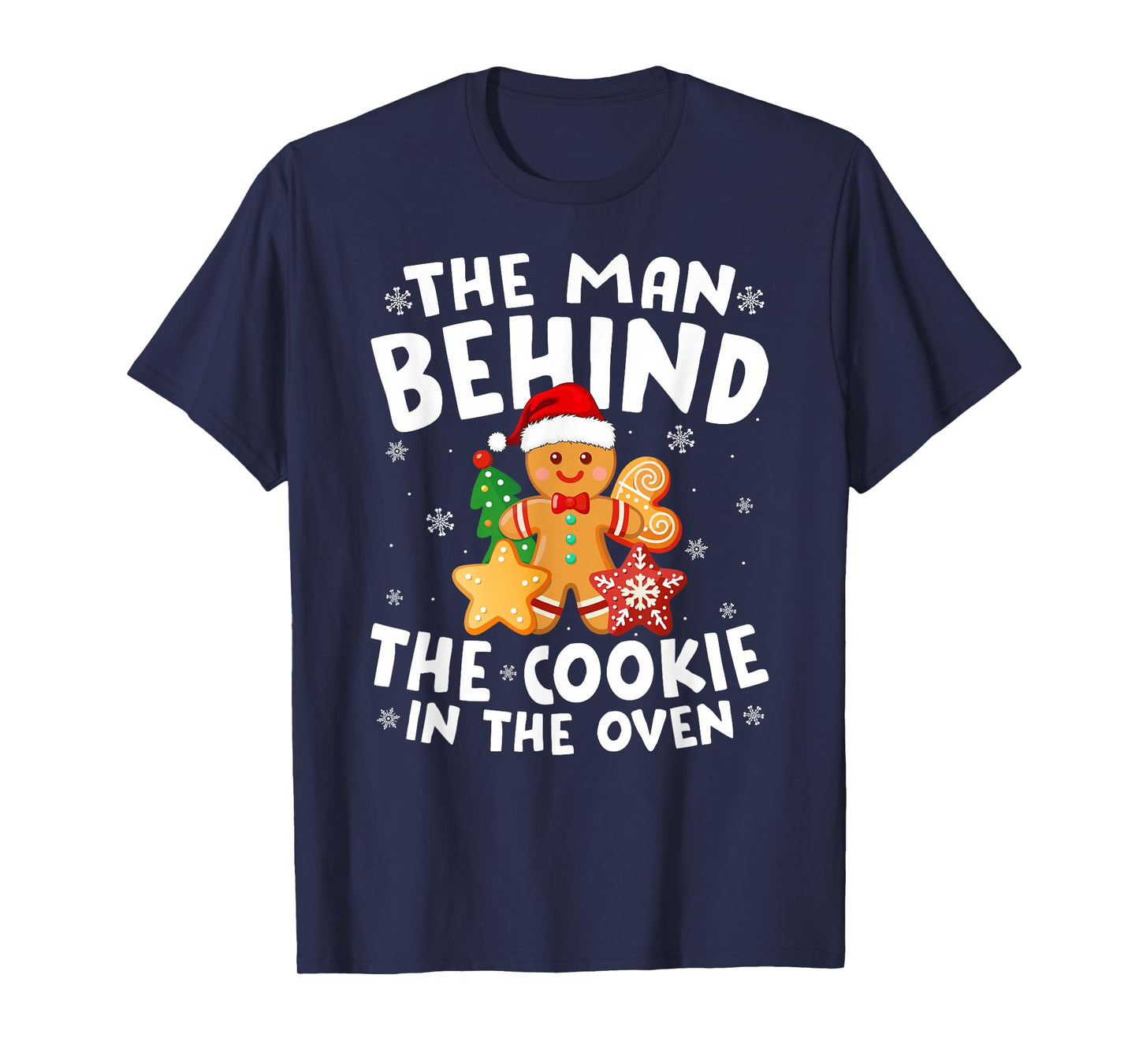 Pregnancy Christmas Pajamas Man Behind Cookie Dad to Be Xmas T-Shirt
