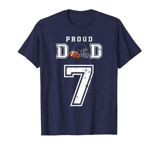 Custom Proud Football Dad Number 7 Personalized For Men T-Shirt