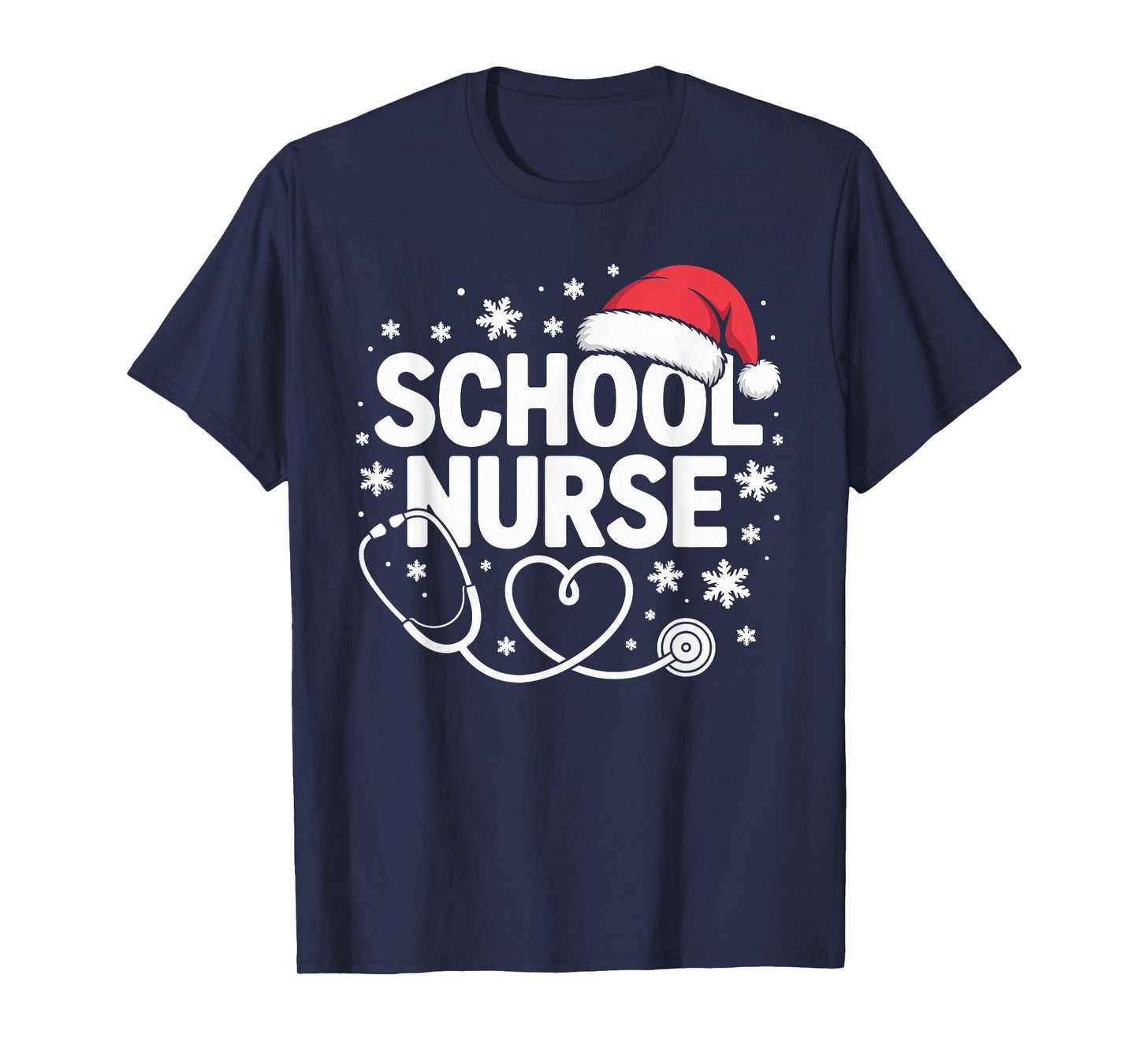 School Nurse Christmas Santa Cap Nursing Humor Xmas T-Shirt