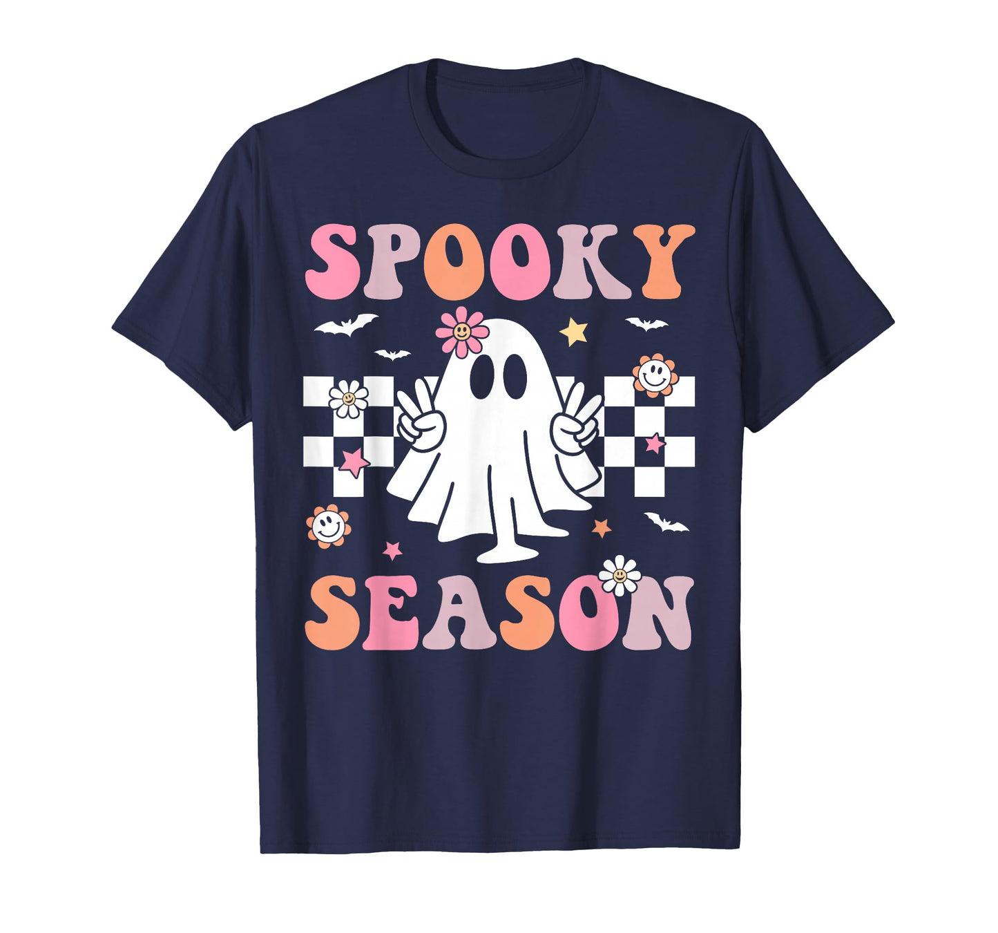 Spooky Season Happy Halloween Retro Ghost Spooky Women Girls T-Shirt