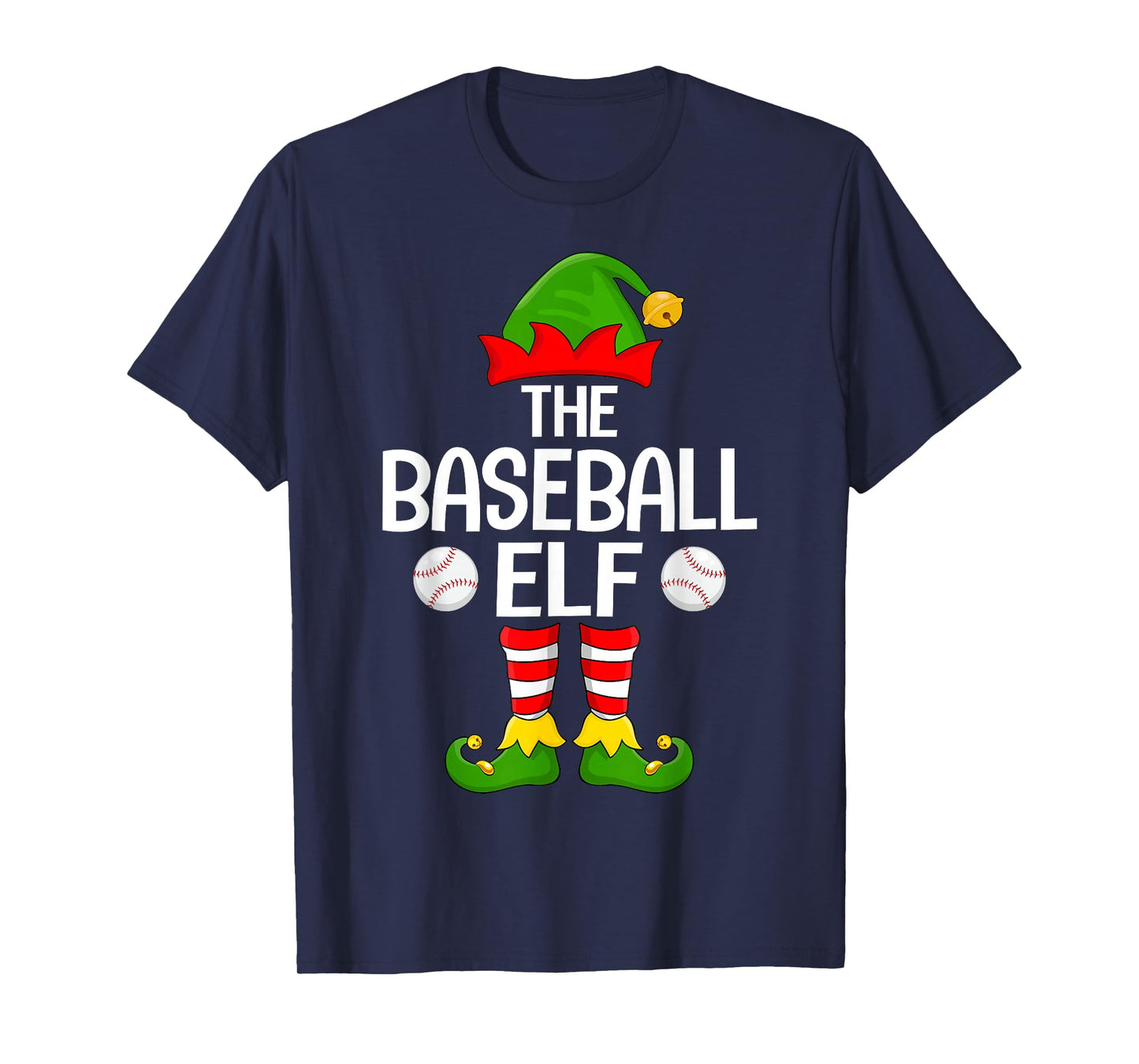 Baseball Elf Xmas Matching Family Elf Squad Christmas T-Shirt