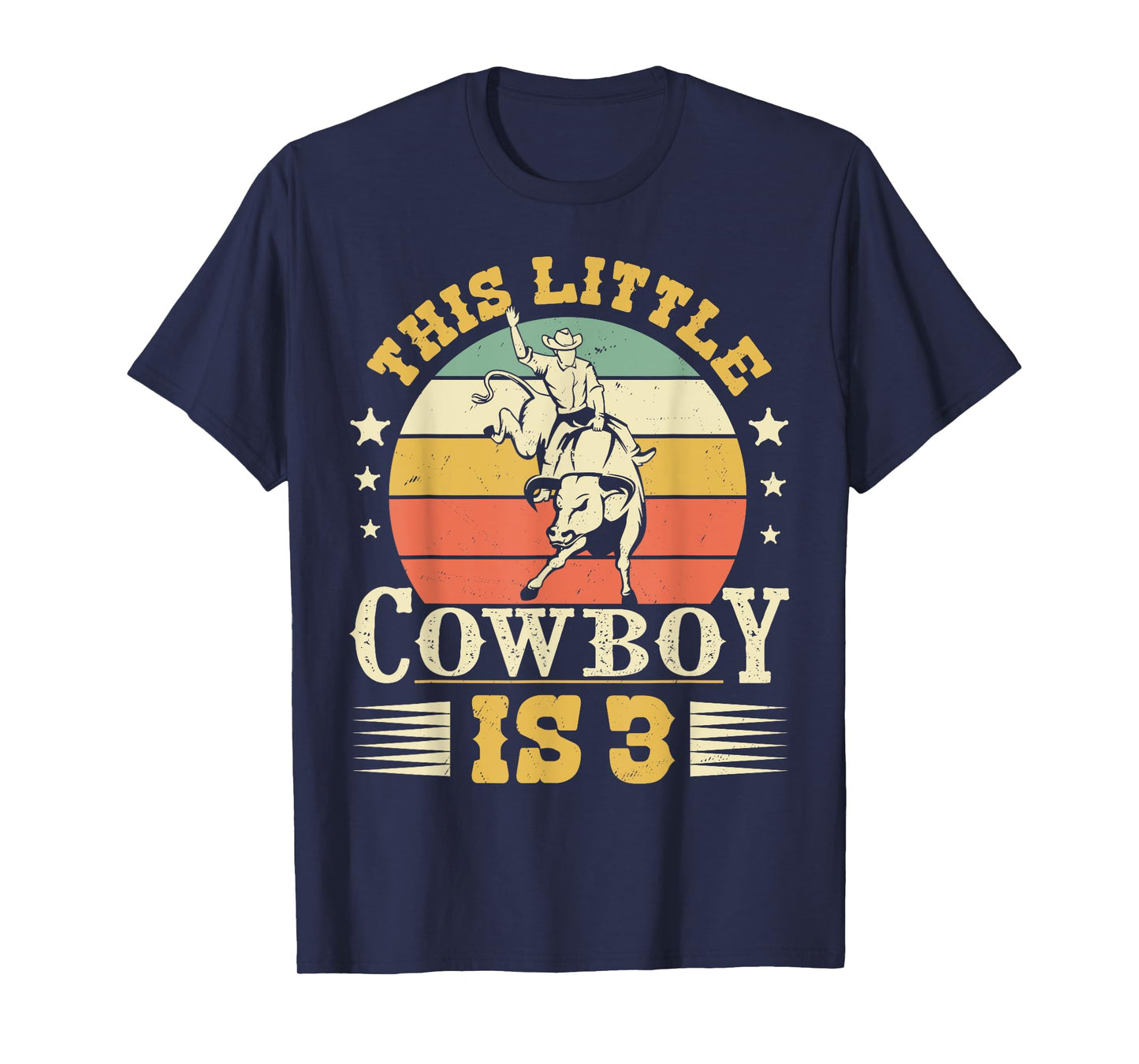 This Little Cowboy Is 3 Western Country Rodeo 3rd Birthday T-Shirt