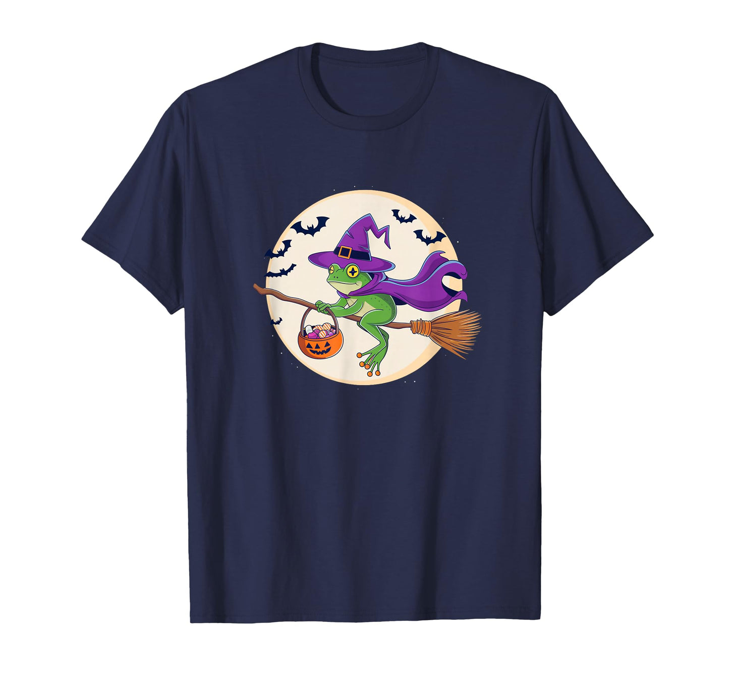 Frog Witch Hat Pumpkin Halloween Costume Men Women Kids T-Shirt