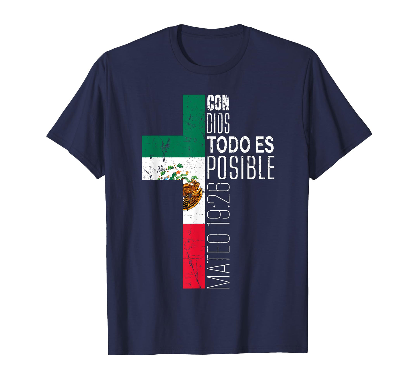 Vintage Christian Spanish Gifts Women Men Kids Mexican Flag T-Shirt