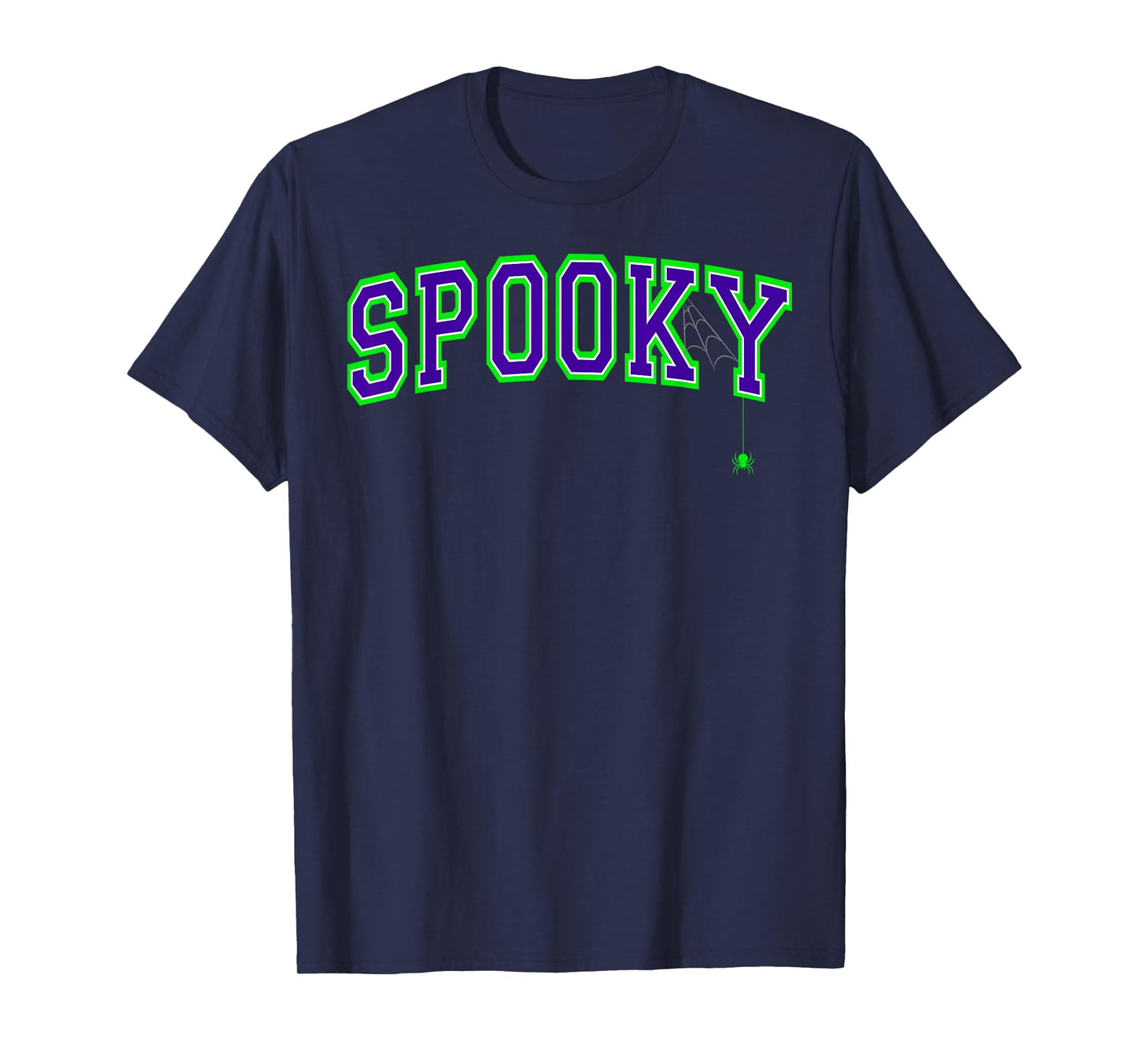 Spooky Halloween Spiders Varsity Purple Green Letters T-Shirt