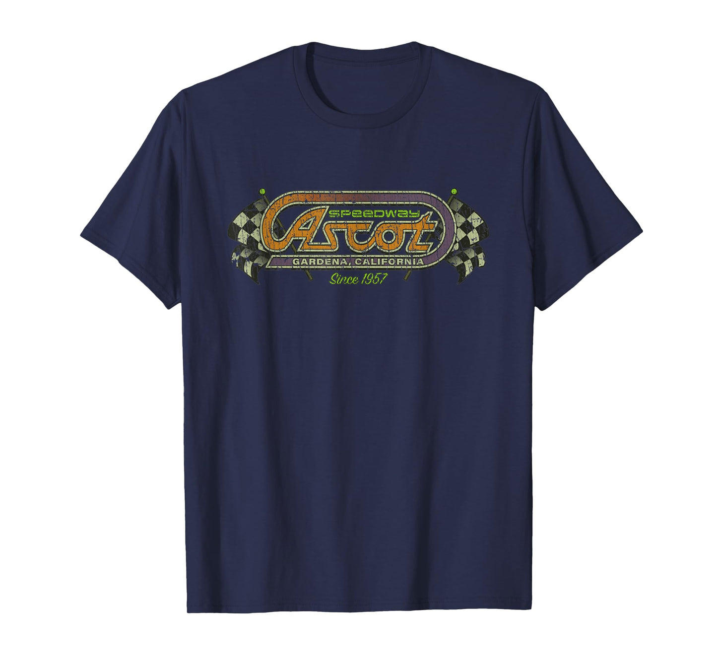 Vintage Retro Ascots Car Racing Speedway 1957, Distressed T-Shirt