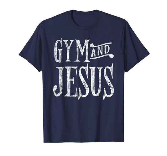 Distressed Gym and Jesus Christian Workout T-Shirt