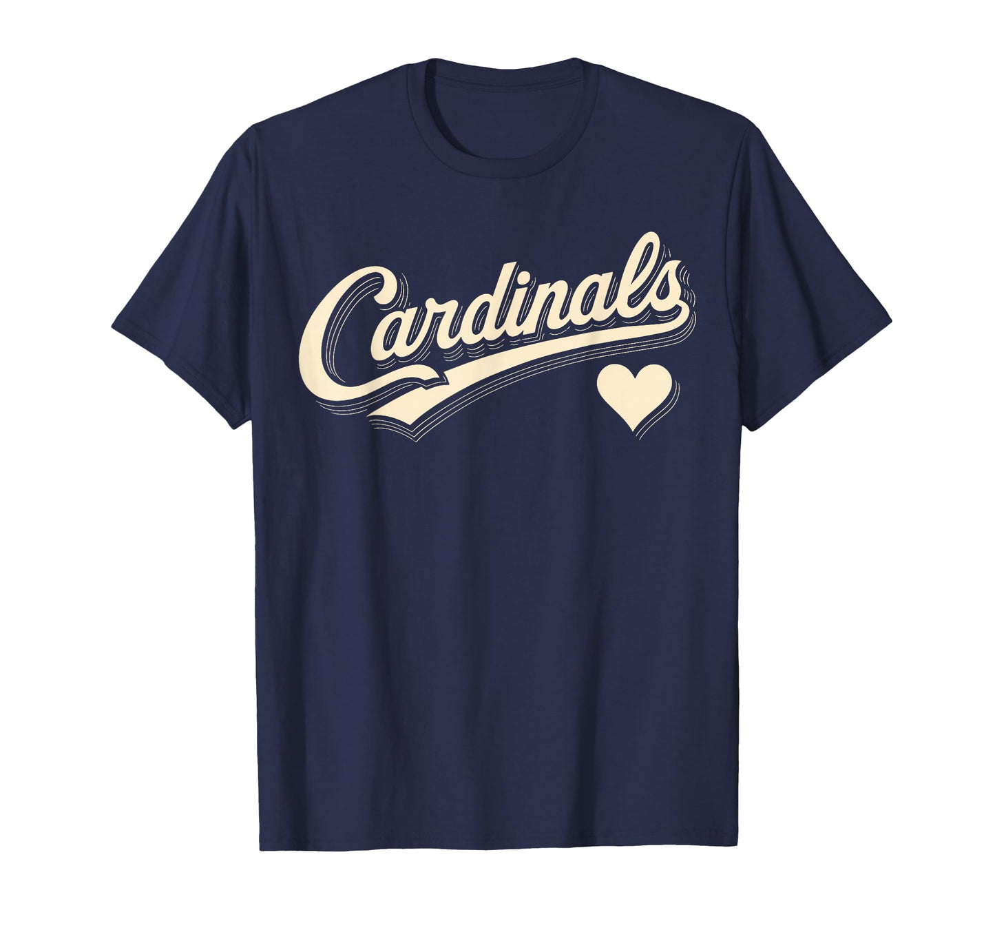 Cardinals Retro Script Typography Heart Gift For Men Women T-Shirt