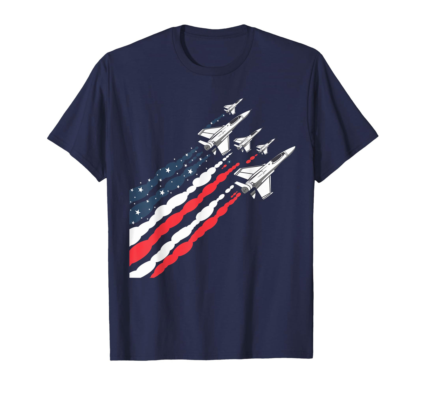 Patriotic Fighter Jet Airplane American Flag Vintage T-Shirt for Women Girls Kids Men
