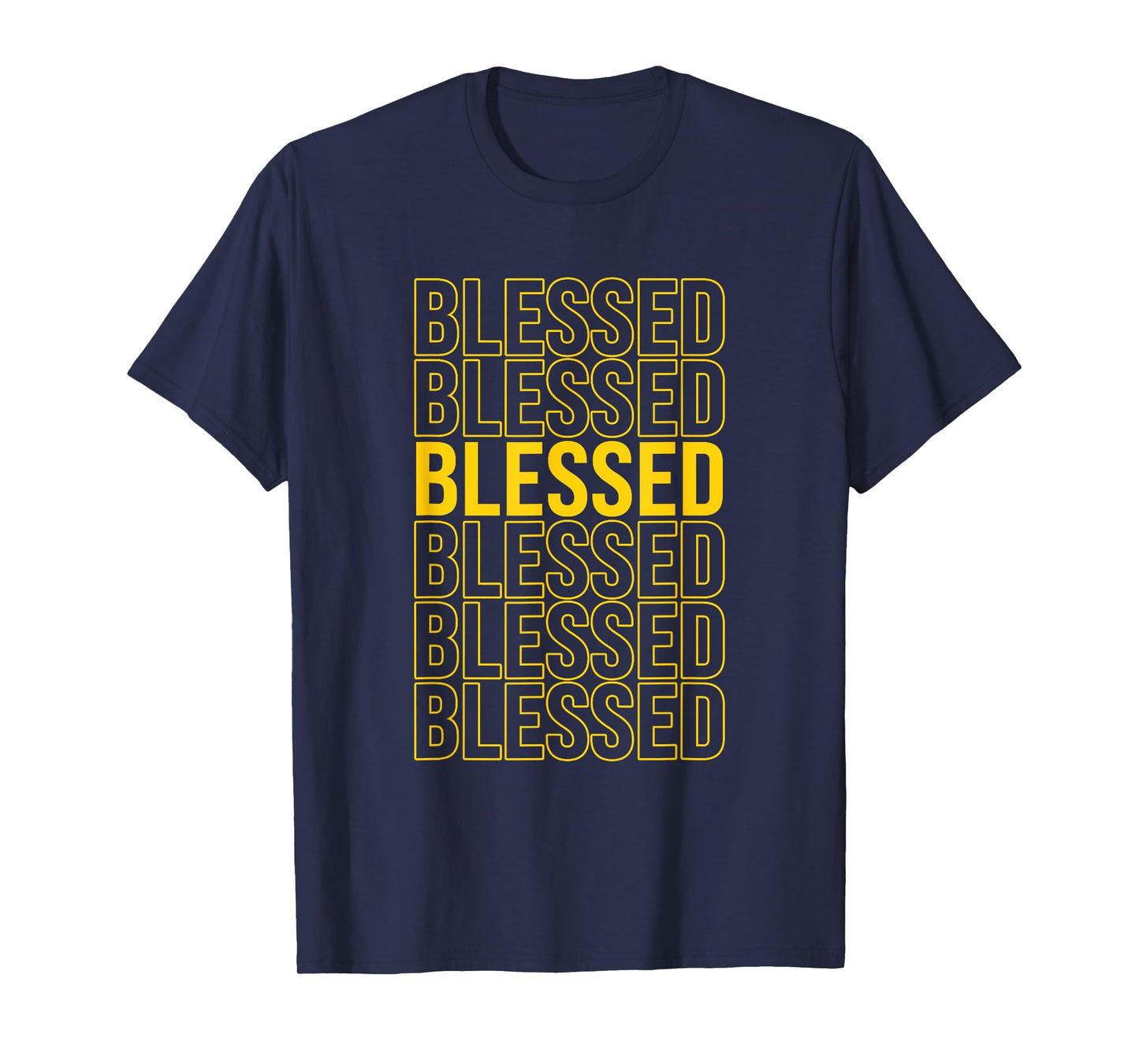 Varsity-Gold Yellow Blessed University-Gold Yellow Graphic T-Shirt