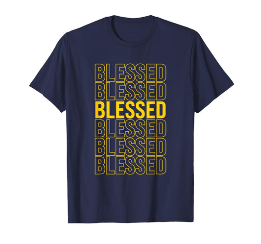 Varsity-Gold Yellow Blessed University-Gold Yellow Graphic T-Shirt