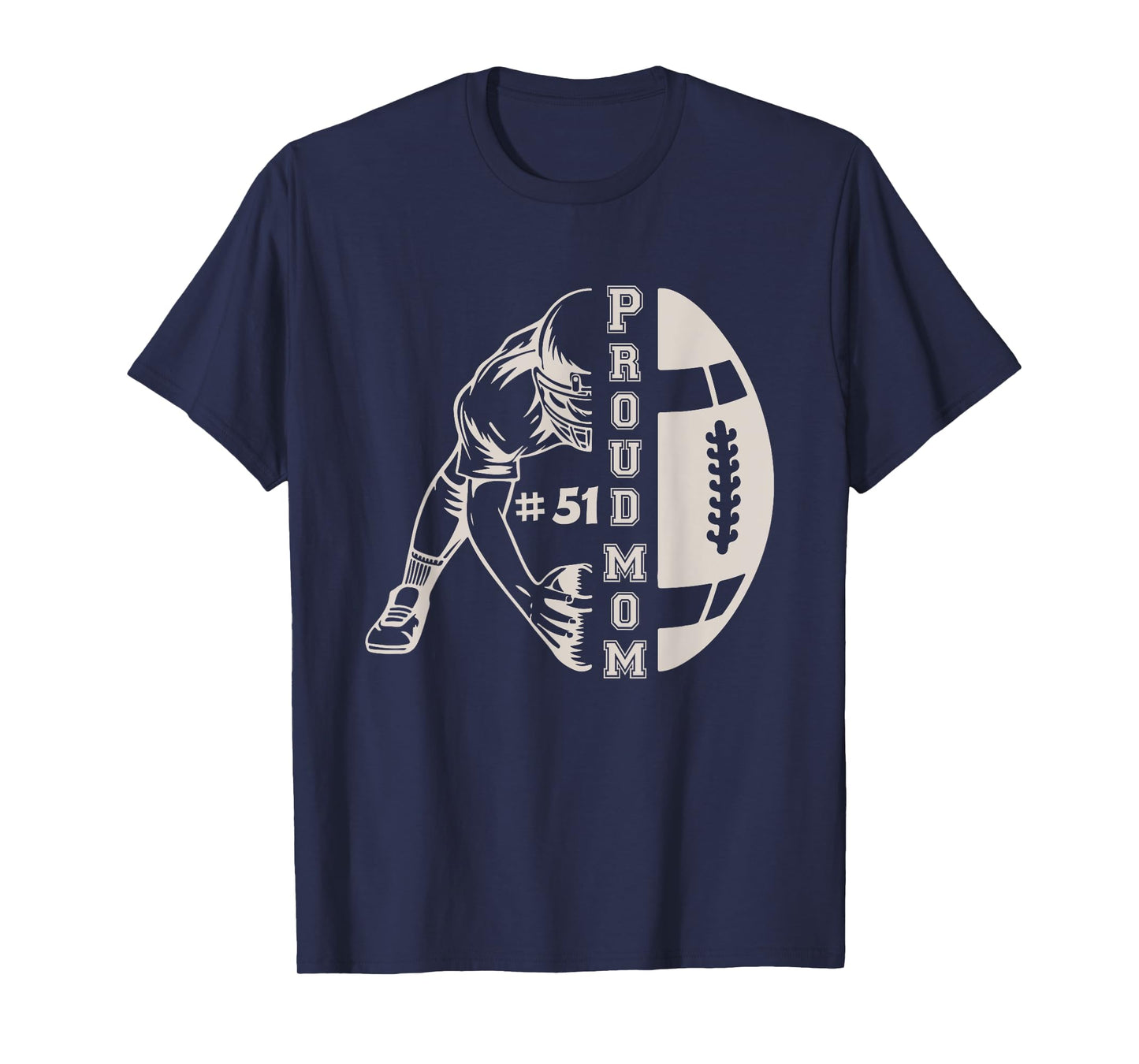 Customized Proud Football Mom Number 51 Player Game Day T-Shirt