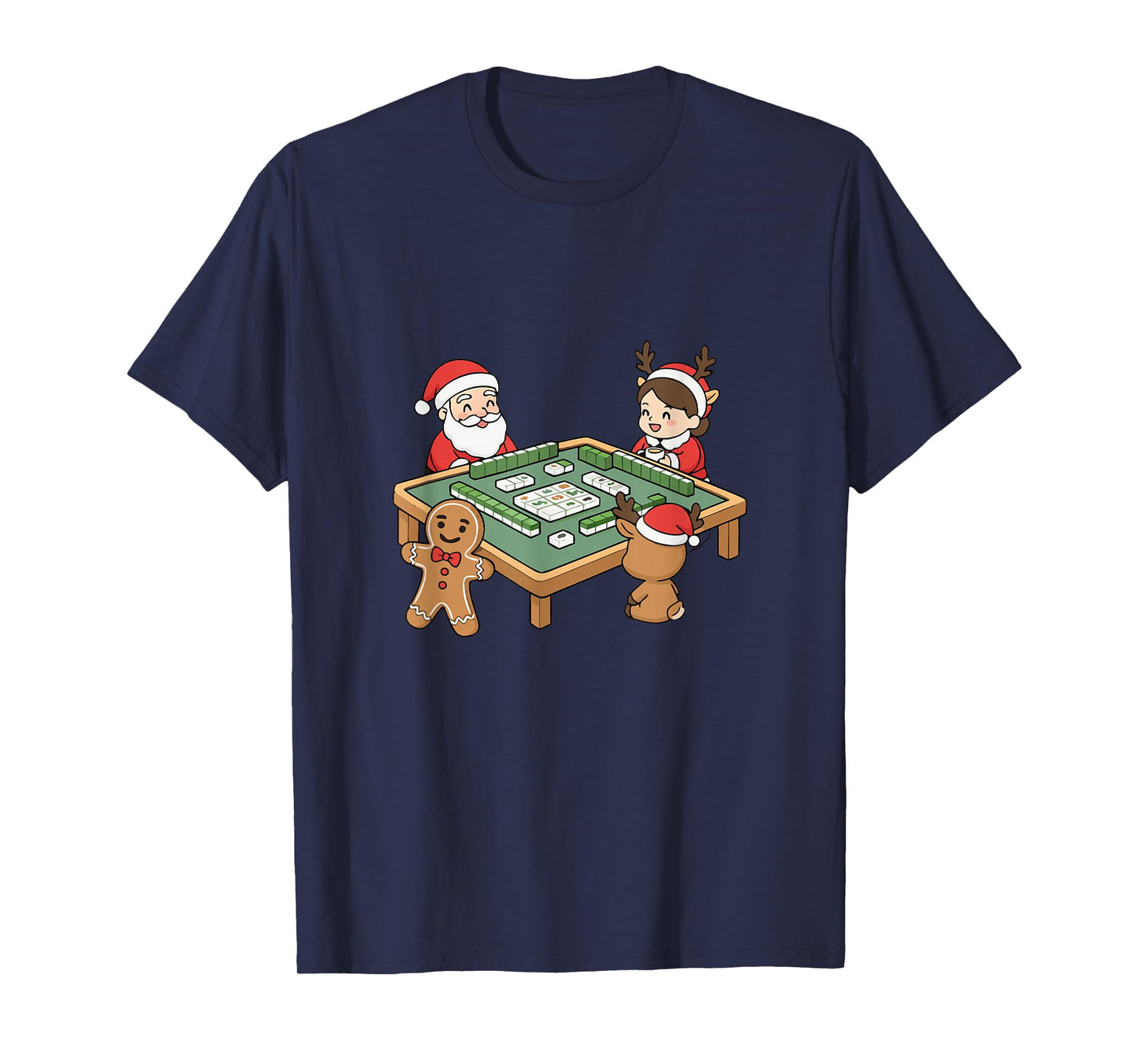 Christmas Mahjong Santa Reindeer Gingerbread T-Shirt