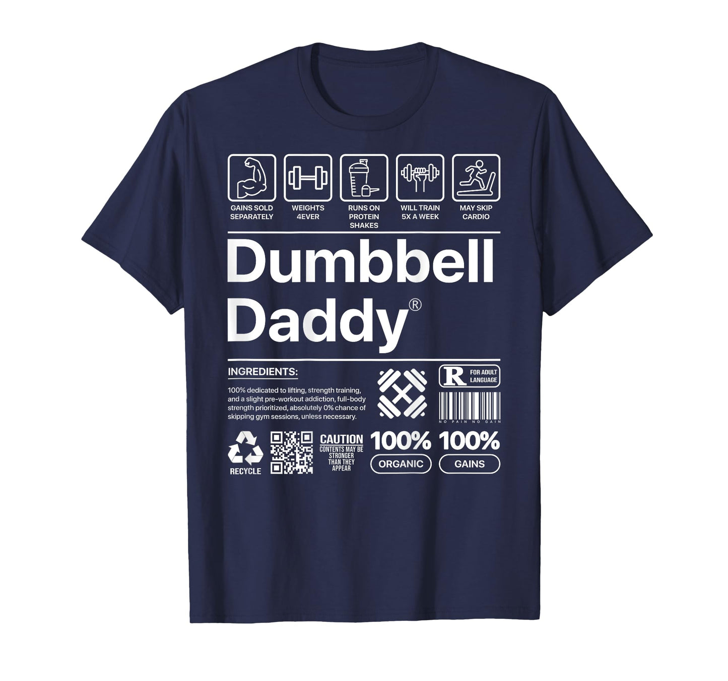 Dumbbell Daddy And Dad Gym Workout Father Funny T-Shirt