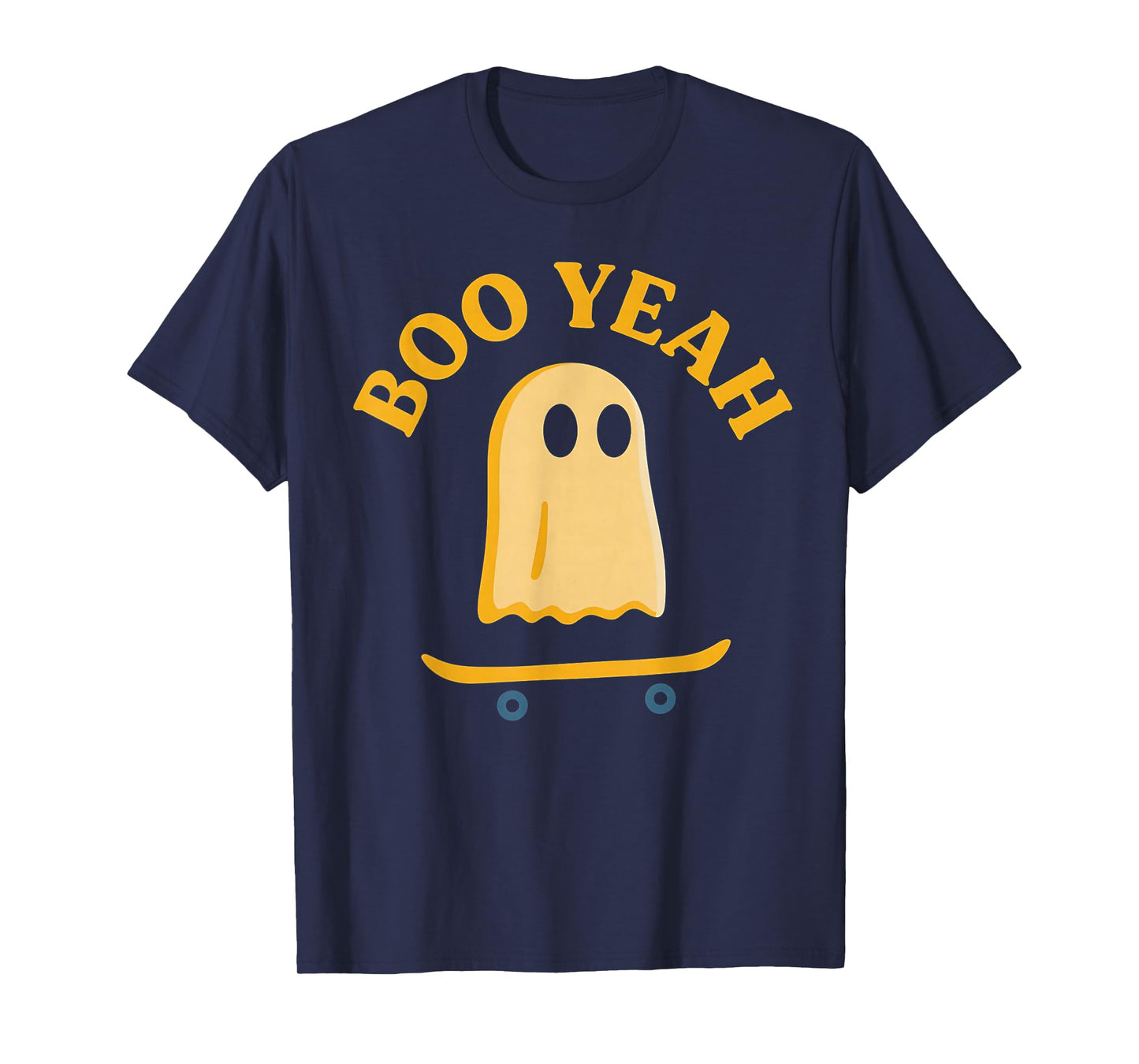 Boo Yeah Ghost On Skateboard Funny Halloween Costume T-Shirt