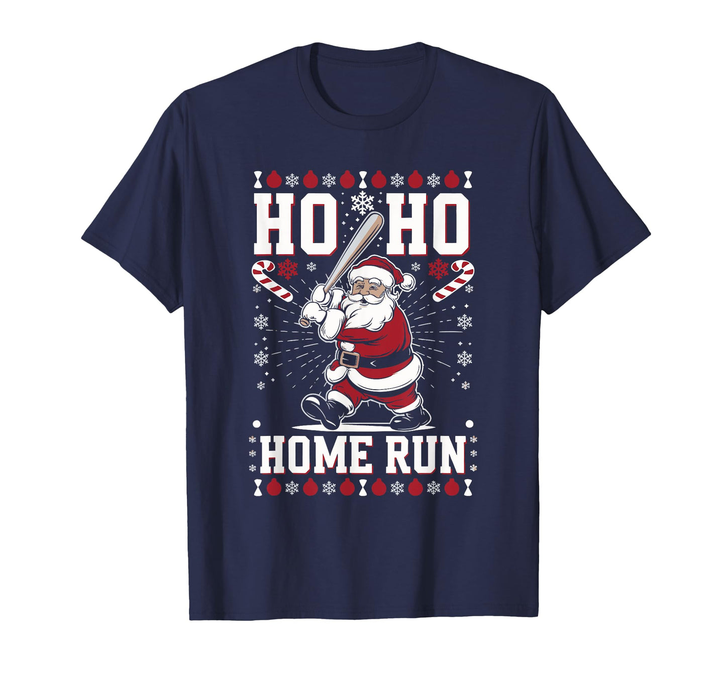 Christmas Santa Baseball Home Run Ho Ho Home Run T-Shirt, Unisex-Adults, Unisex-Kids, Black, Small, Short Sleeve, T-Shirt