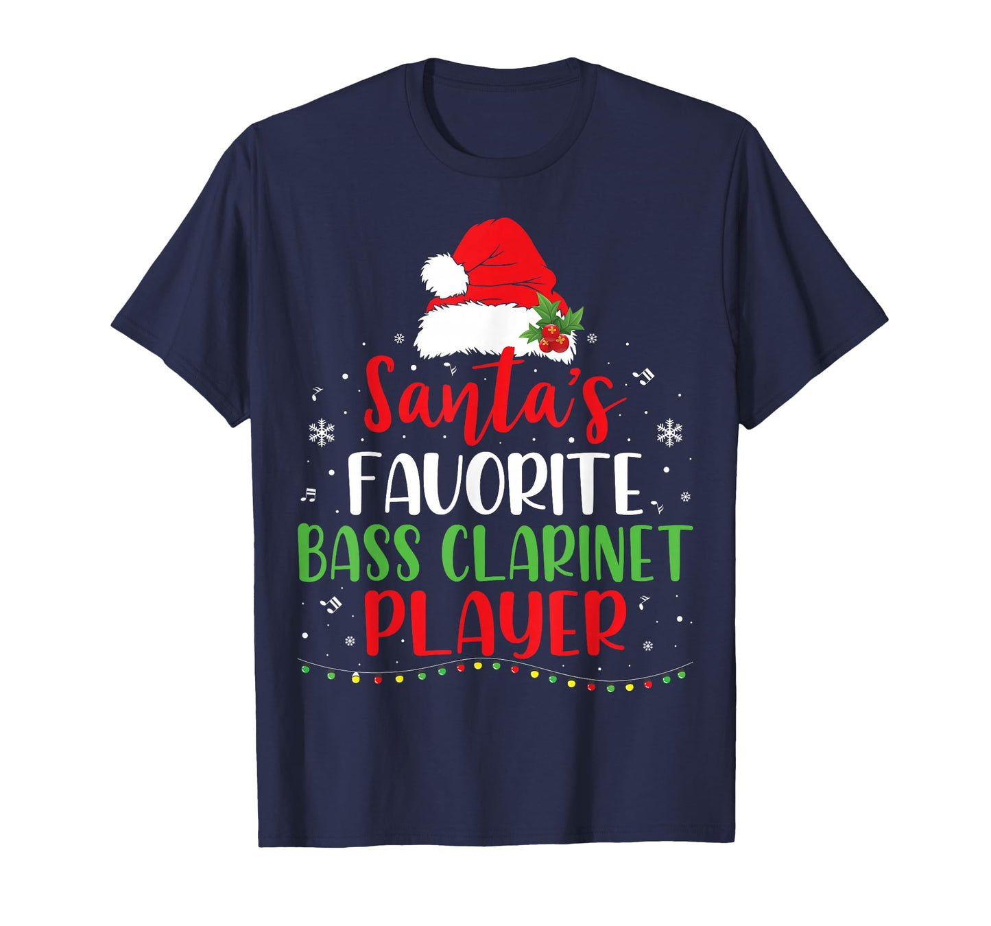 Santa's Favorite Bass Clarinet - Marching Band Christmas T-Shirt