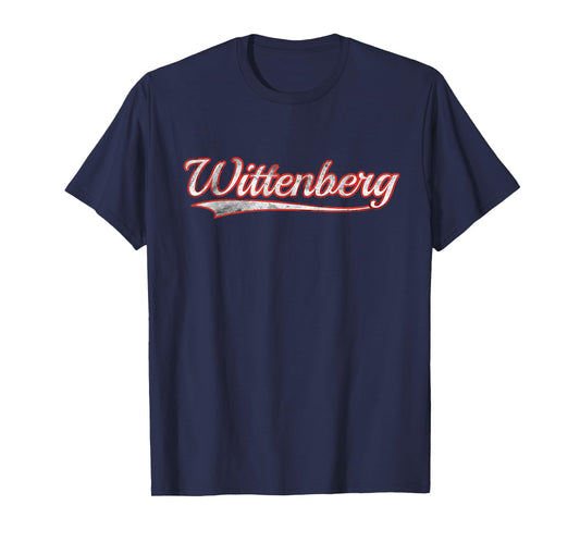 Wittenberg Vintage Varsity Distressed Throwback Style T-Shirt
