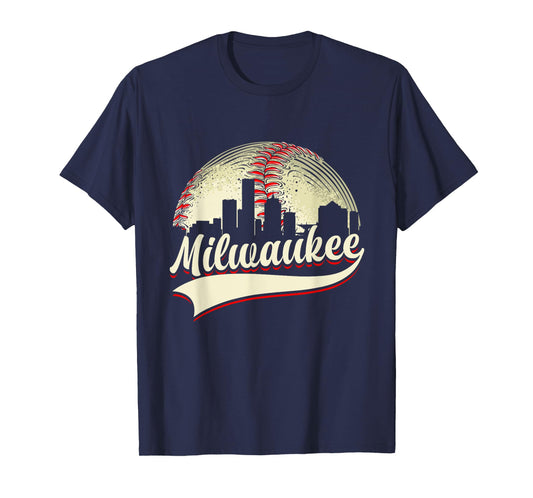 Milwaukee Cityscape Graphic Baseball Lover Player and Fans T-Shirt
