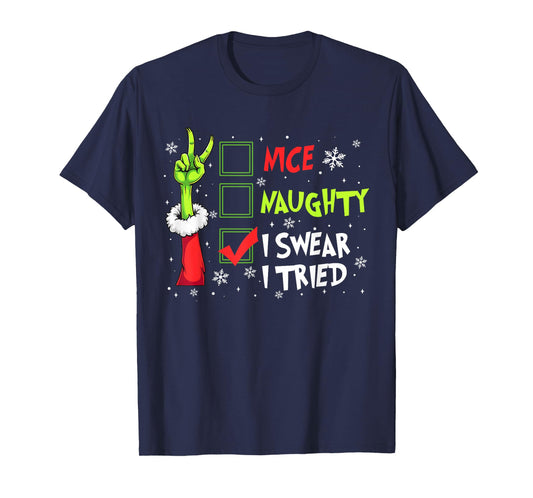 Nice Naughty List Funny Christmas for Men Woman Kid T-Shirt