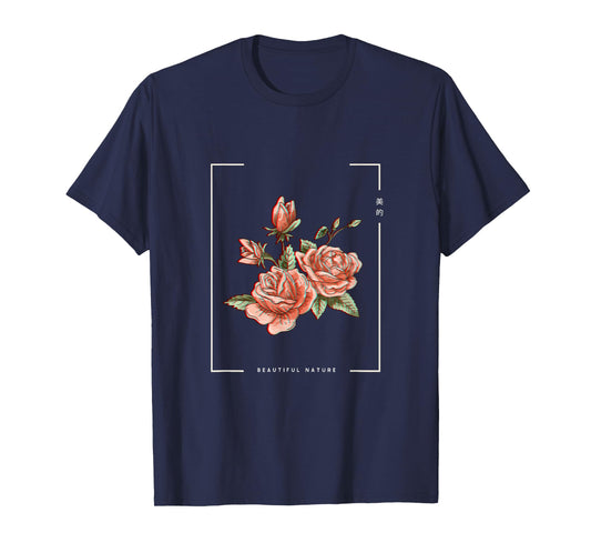 Japanese Aesthetic Vaporwave Nature Flower Glitch Anime T-Shirt
