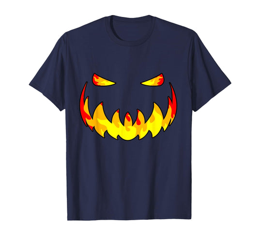 Fire Face Pumpkin Jack O Lantern Halloween Men Boys Kids T-Shirt