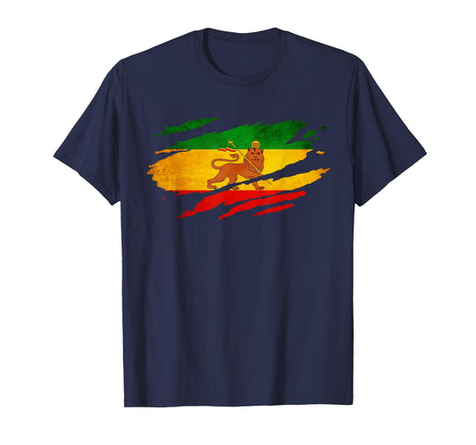 Vintage Old Ethiopia Flag shirt Lion Judah Rasta Reggae T-Shirt