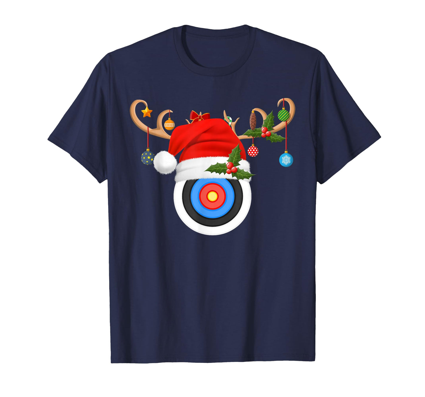 Archery Christmas Reindeer Santa Hat Sports Player Xmas T-Shirt