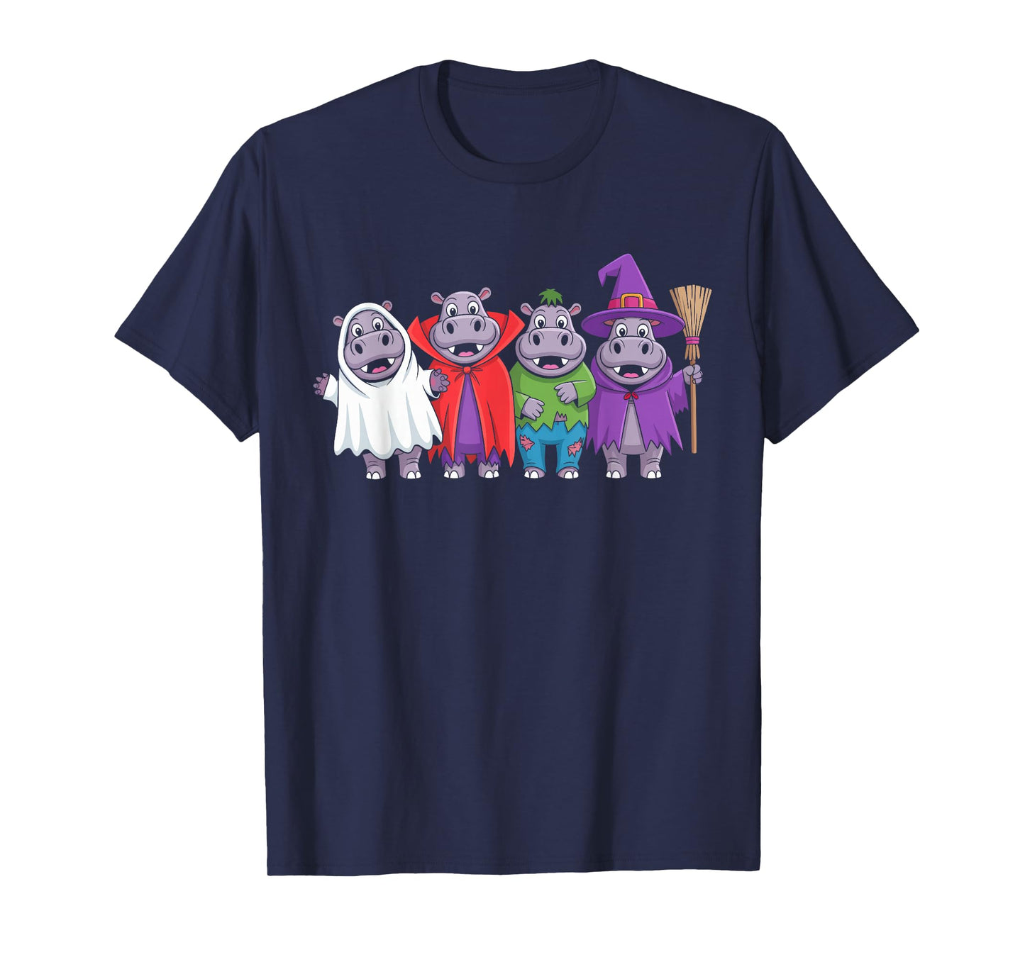 Halloween Hippo Costume Ghost Witch Zombie Kids T-Shirt