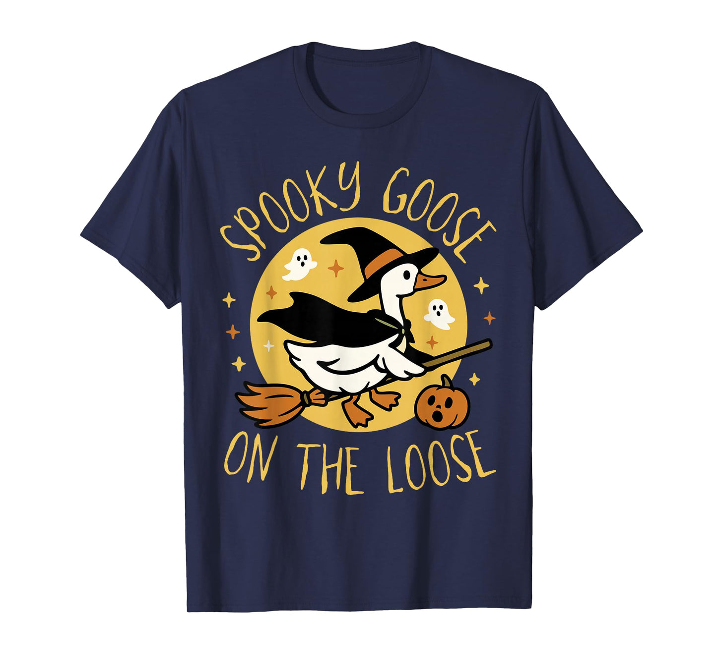 Spooky Goose On The Loose Funny Goose Witch Animal Halloween T-Shirt