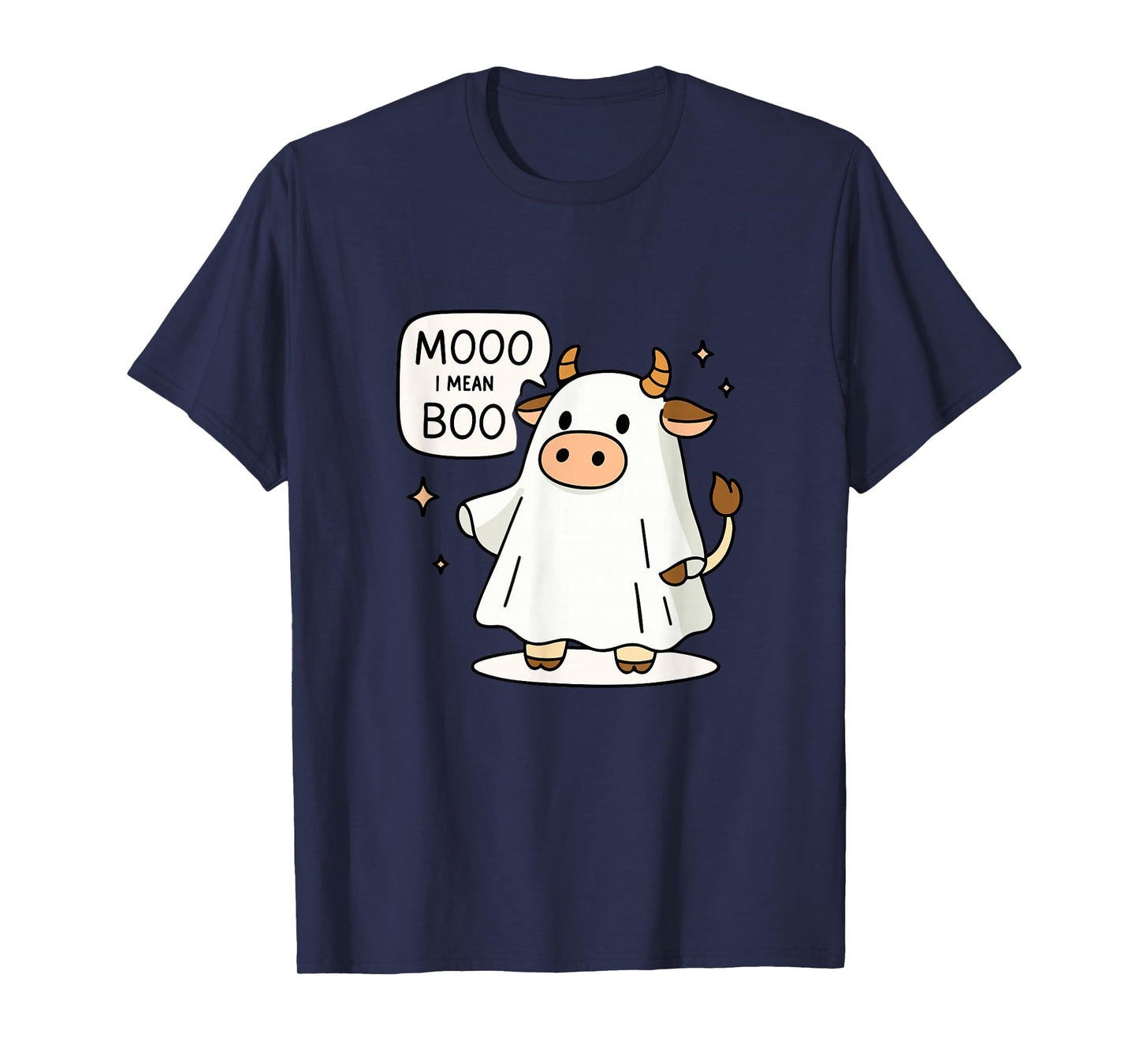Moo I Mean Boo Halloween Highland Cow Ghost Cow Lover Farm T-Shirt
