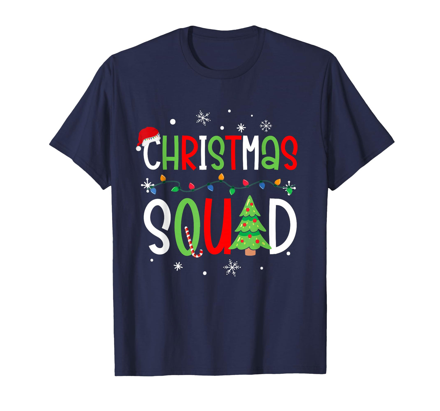 Christmas Squad Matching Family Holiday Lights Tree T-Shirt