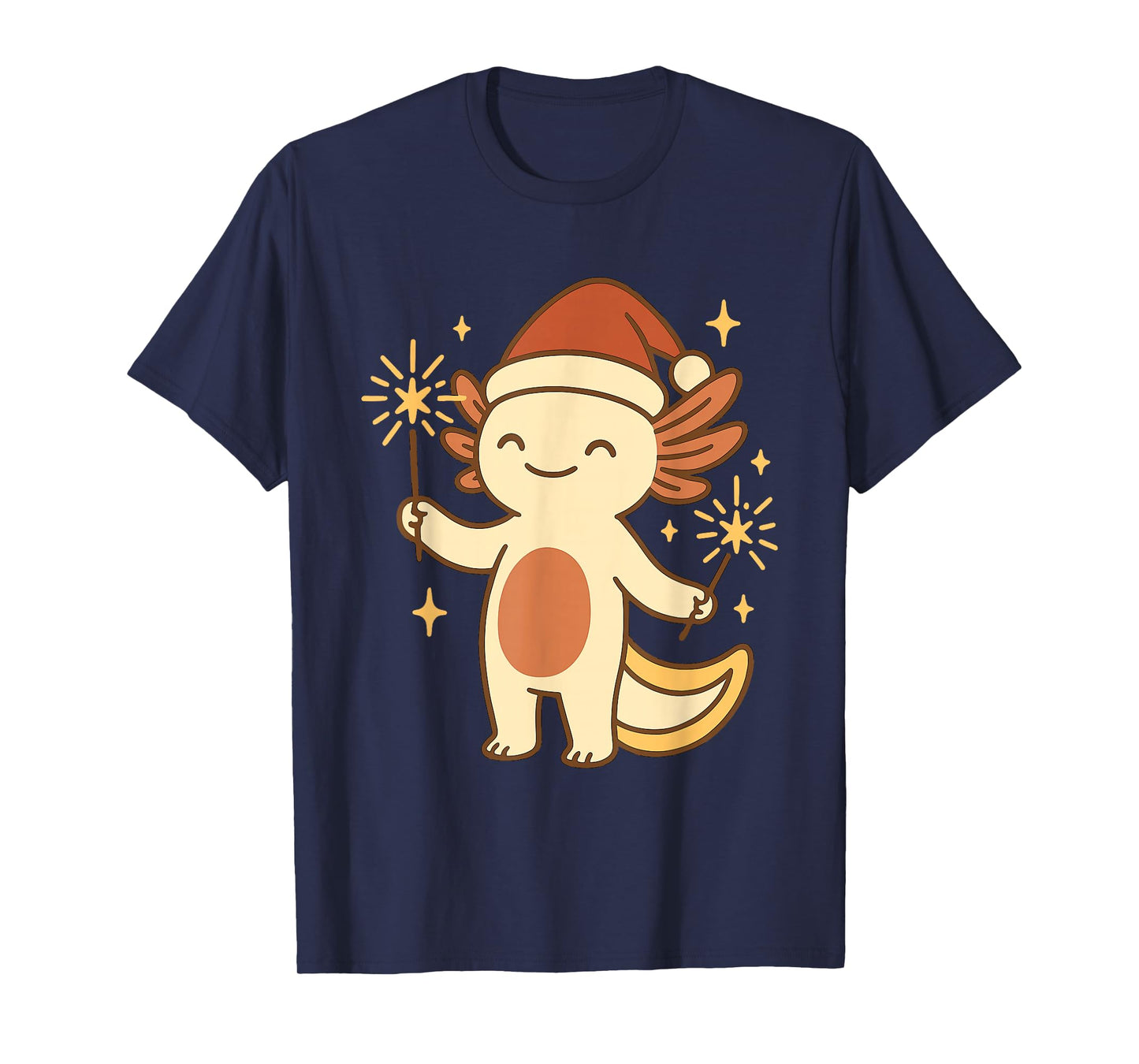 Cute Axolotl Christmas with Sparklers Holiday T-Shirt