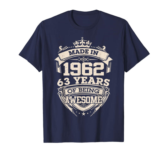 Made in 1962 63 Years of Being Awesome 63th Birthday Vintage T-Shirt
