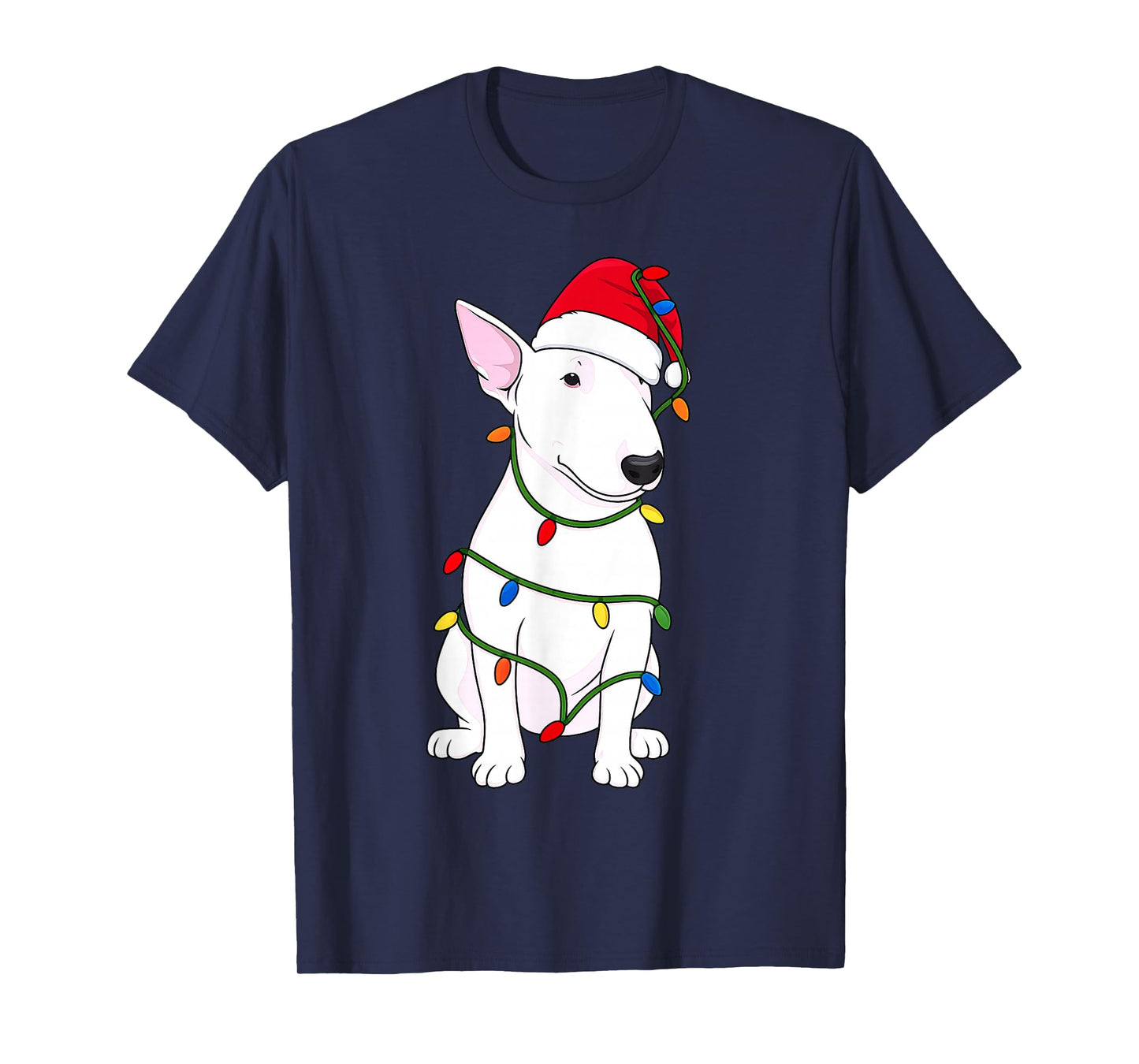 English Bull Terrier Christmas Tree Lights Holiday Dog Lover T-Shirt