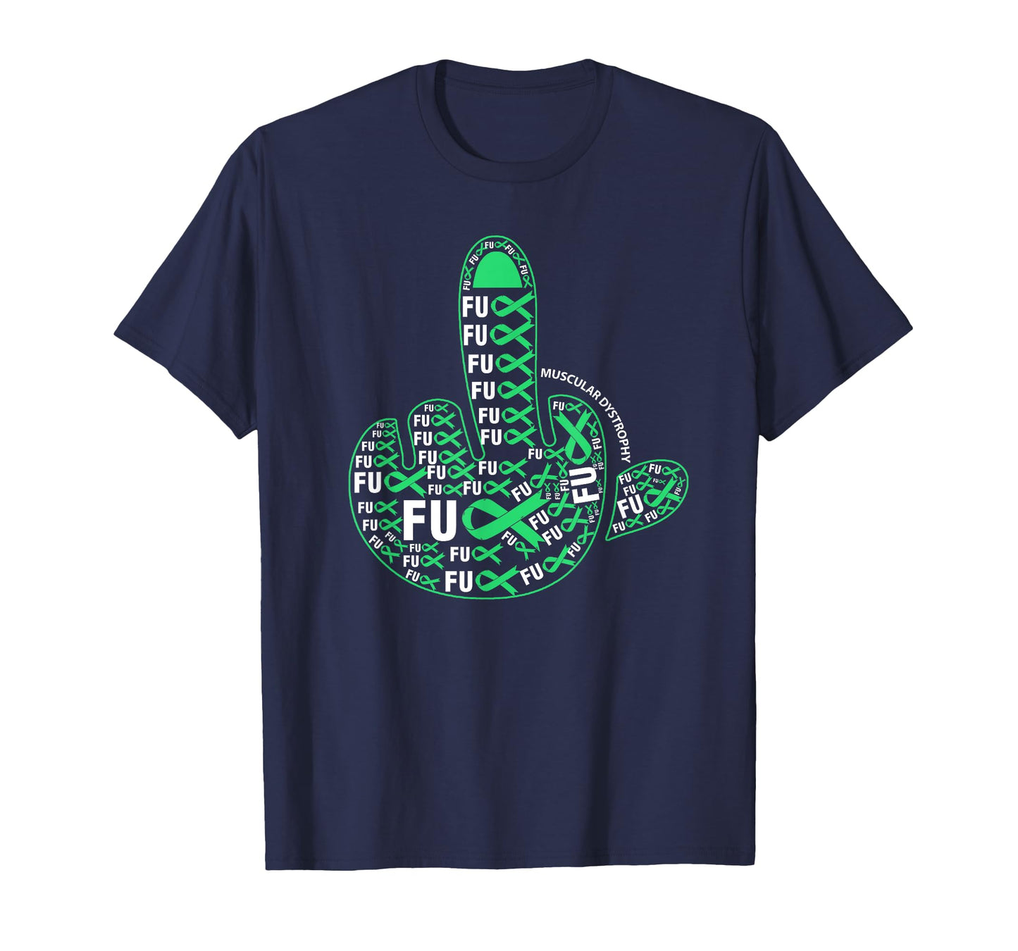 Fuck MUSCULAR DYSTROPHY Middle finger ribbon T-Shirt