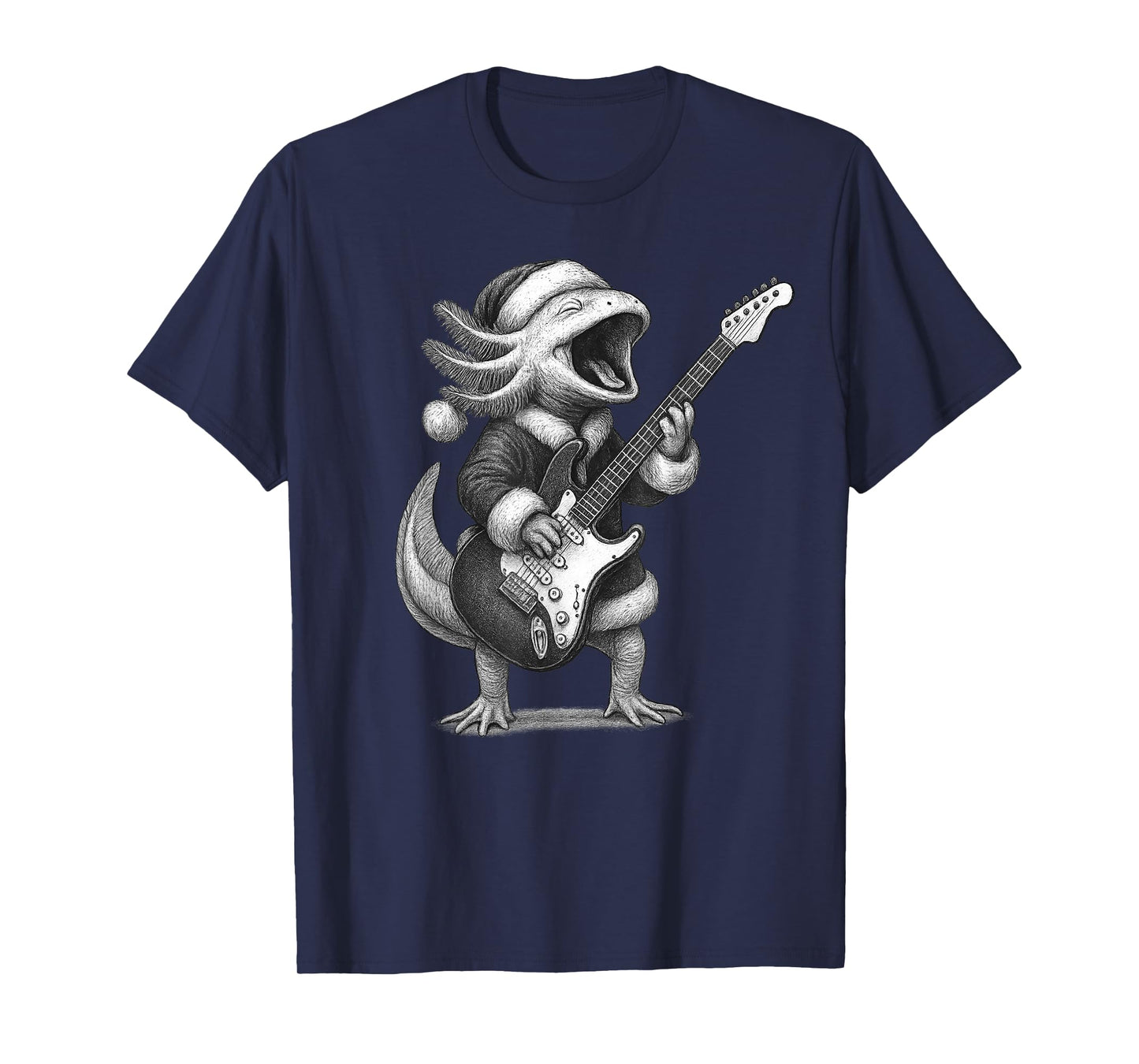 Axolotl Playing Guitar Christmas Pet Lover T-Shirt