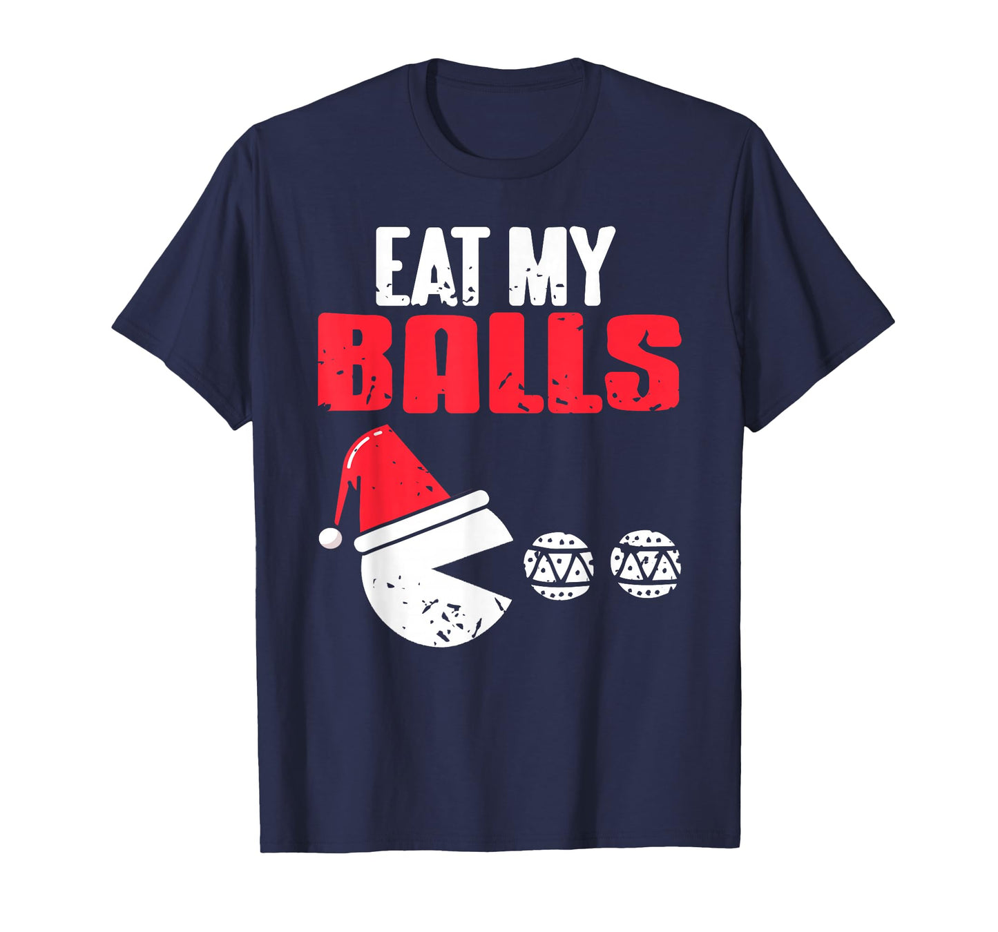 Retro Santa Game Chasing Christmas Ornaments Humor T-Shirt