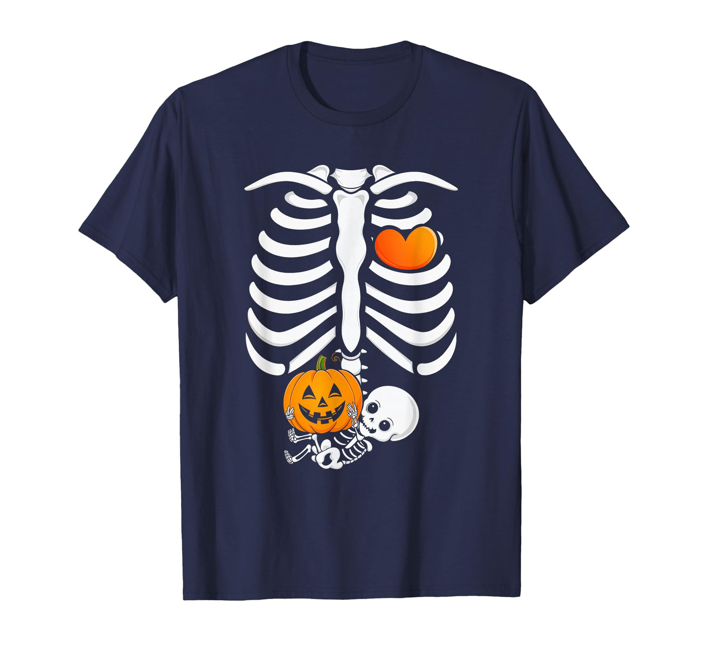 Pregnant Skeleton Halloween Mommy Baby Announcement T-Shirt