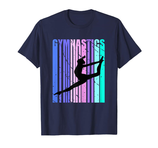 Retro Girls Gymnastics Purple Green Woman Women Gymnast T-Shirt