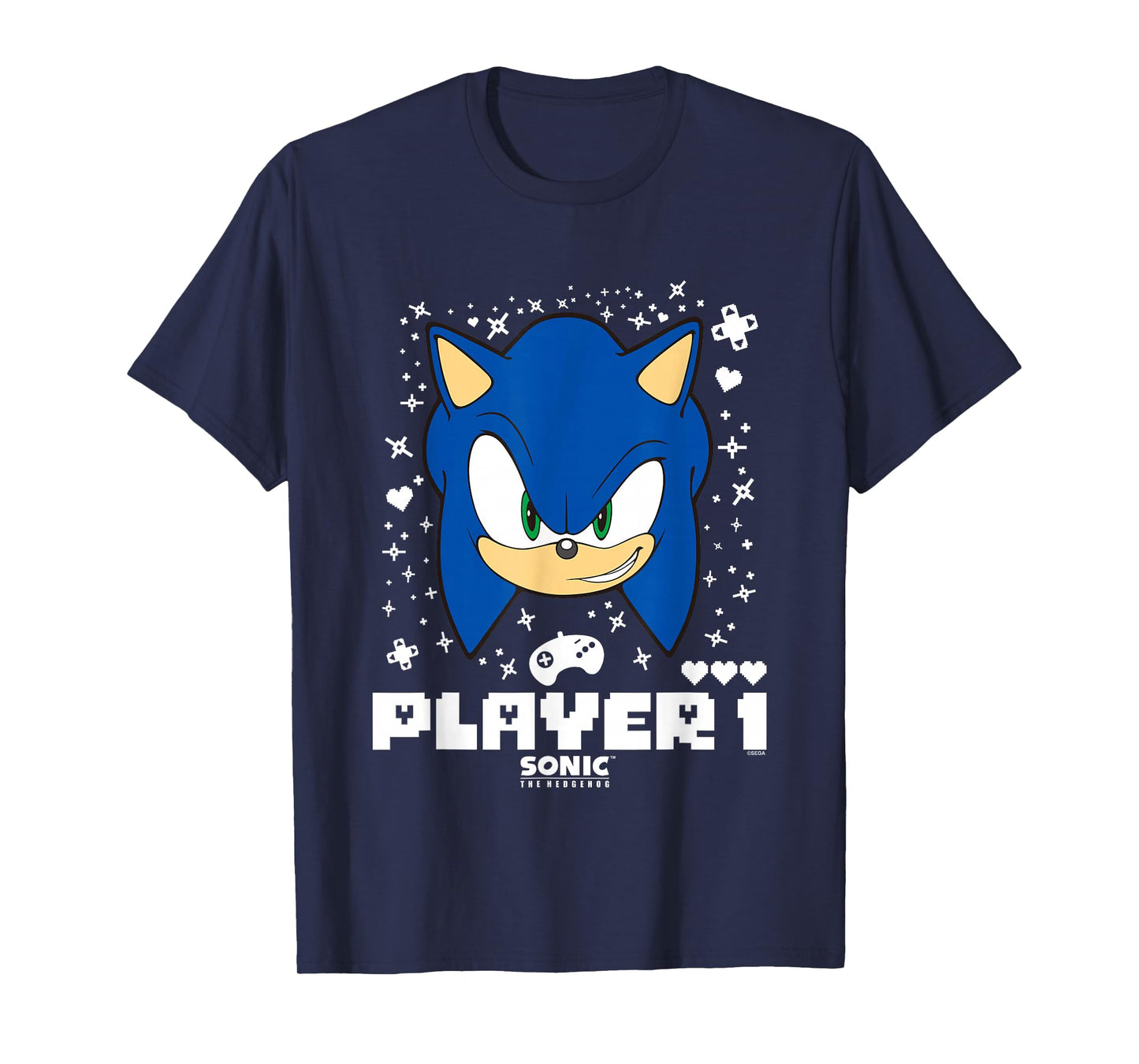 Sonic The Hedgehog Valentine's Day Player 1 Sonic Big Face T-Shirt