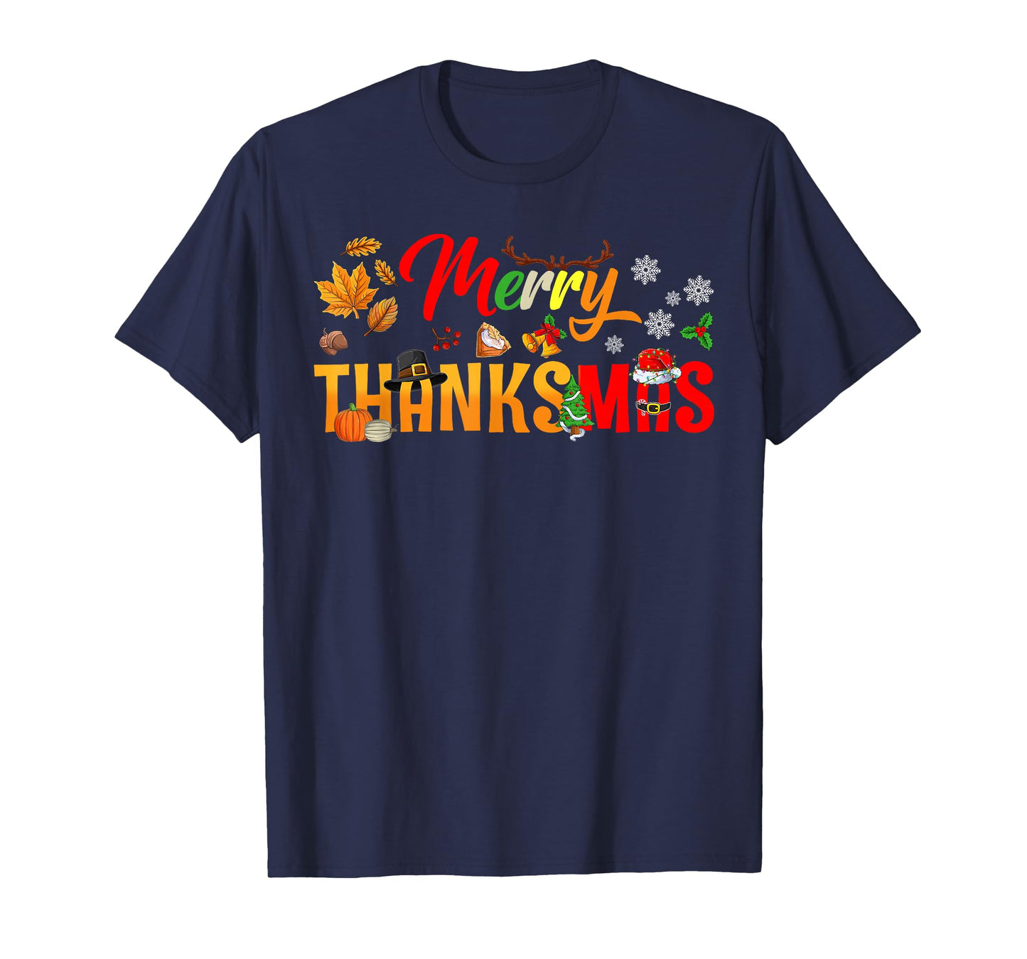 Funny Merry Thanksmas Thanksgiving Christmas Boys Girls Kids T-Shirt