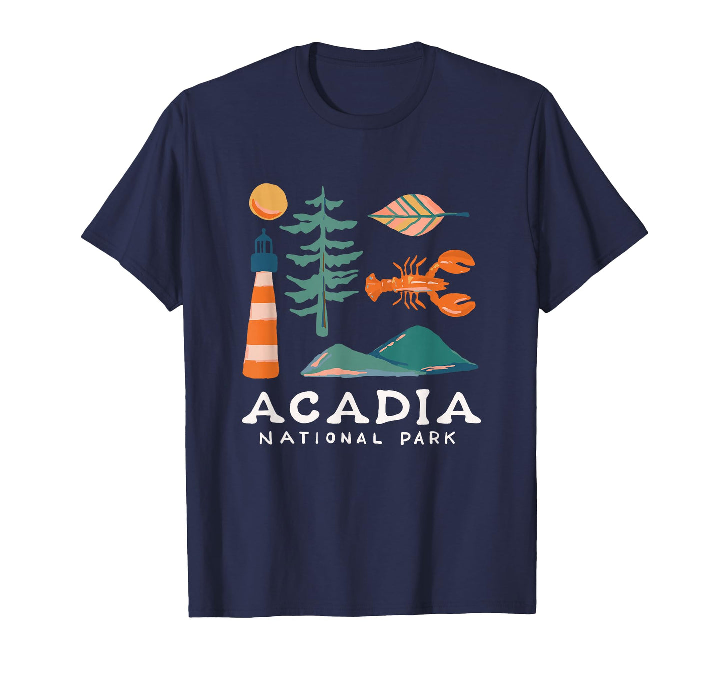 Acadia National Park Travel Icons Maine Vacation Souvenir T-Shirt