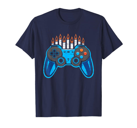Hanukkah Video Game Chanukah Jewish Gamer Mens Boys Kids T-Shirt