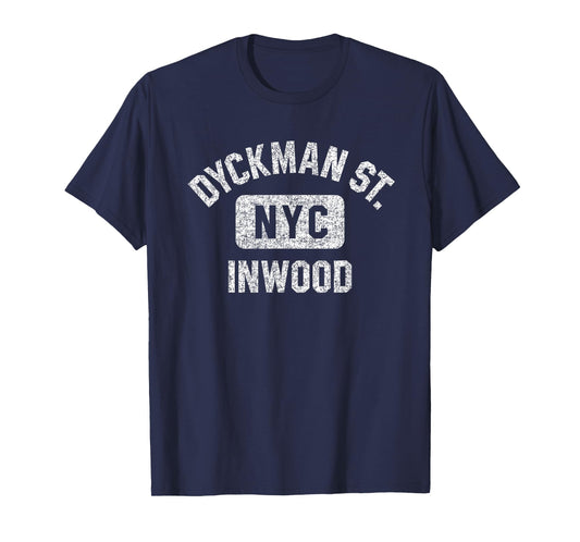 Dyckman Street Inwood Gym Style Distressed White Print T-Shirt