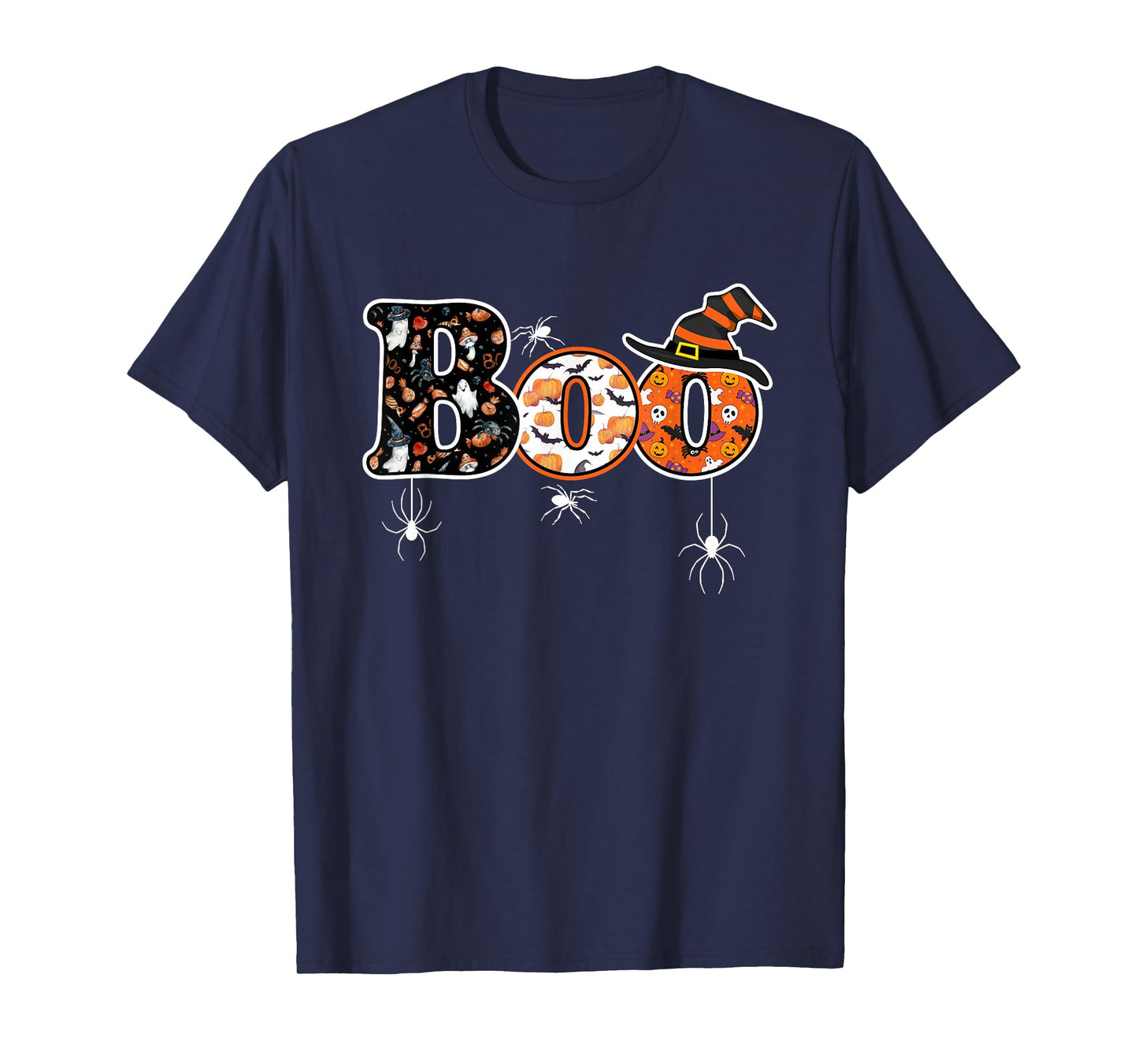 Funny Halloween Boo Owl with Witch Hat Spiders Boy Girl Kids T-Shirt