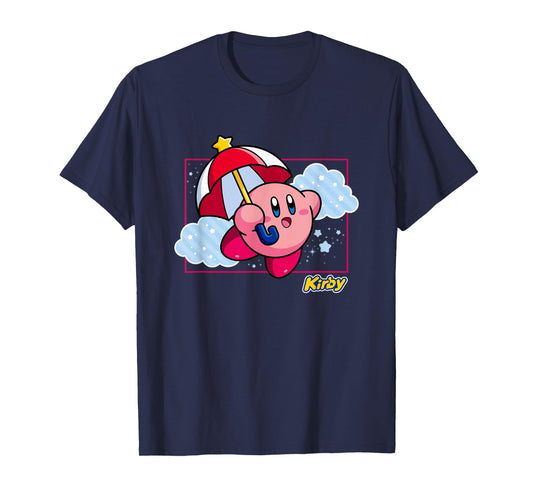 Kirby Magical Umbrella Pastel Cloudy Panel T-Shirt