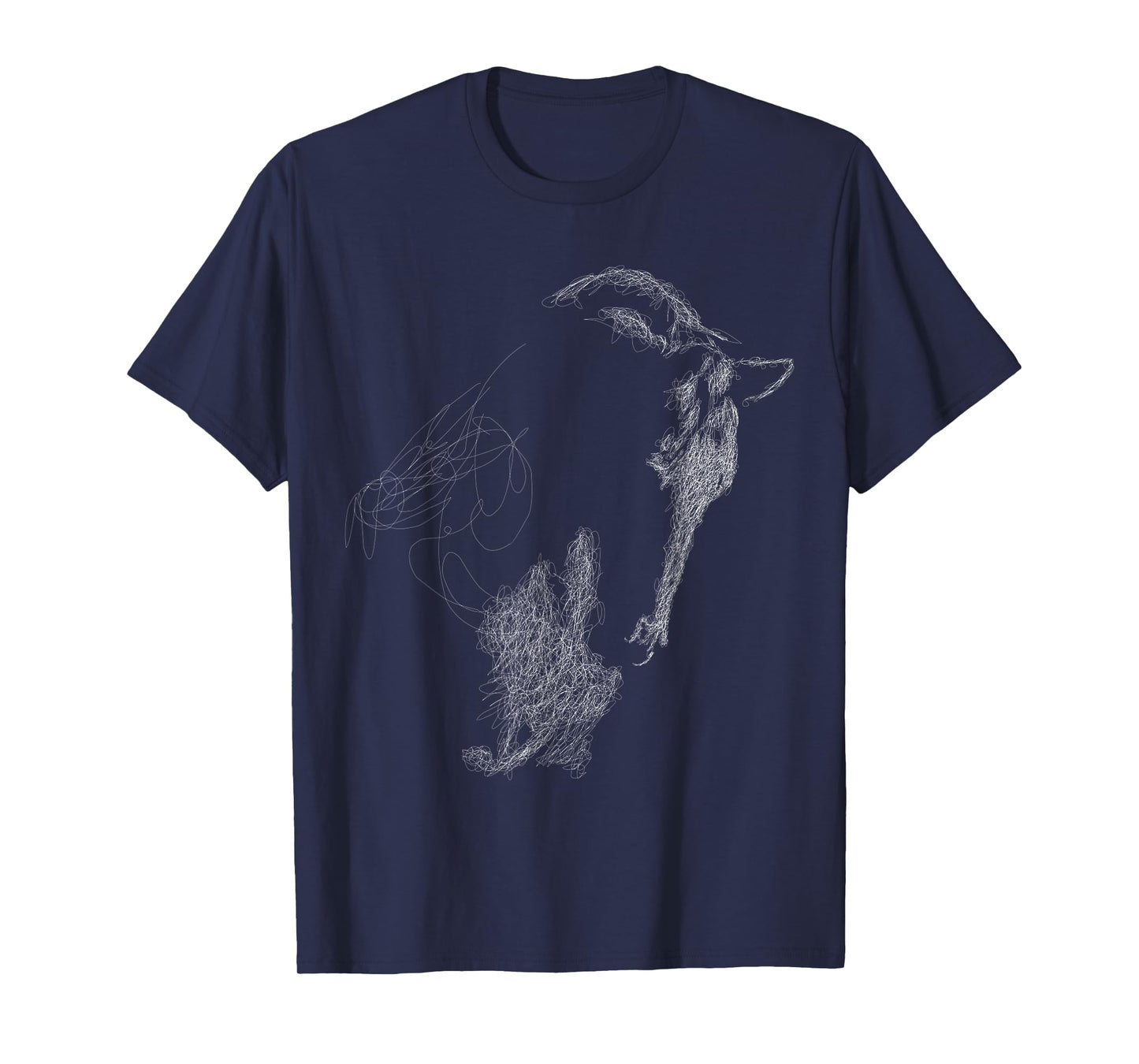 horse head scribble black art face for lover horses taming T-Shirt