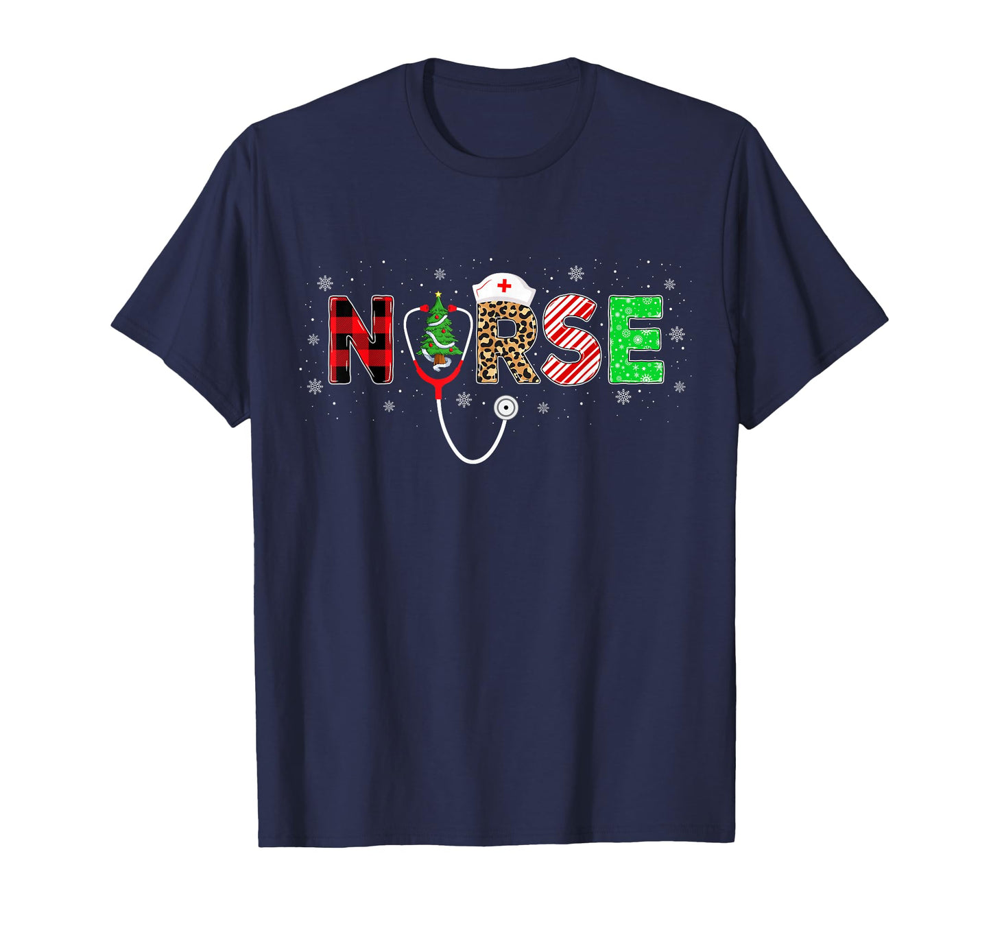 Nurse Scrub Top Santa Elf Reindeer Nurse Christmas Pajamas T-Shirt