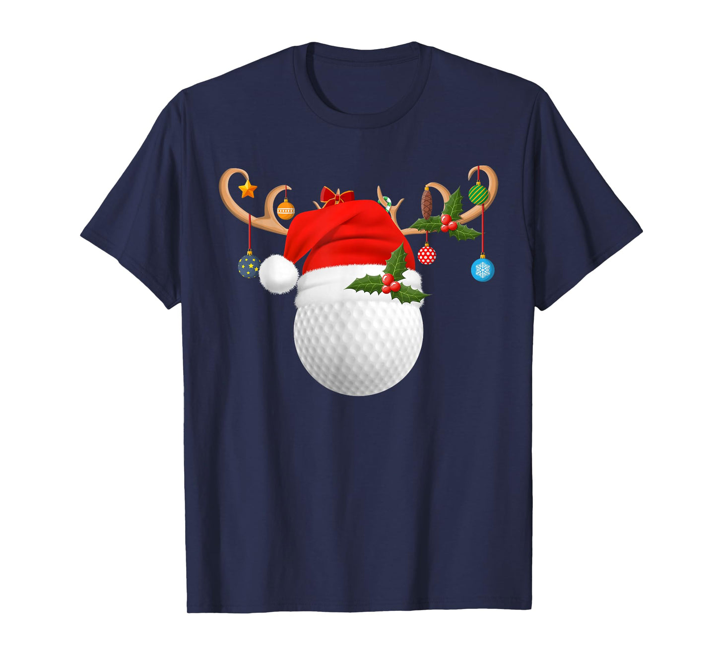 Golf Christmas Pajamas Reindeer Santa Hat Sports Player Xmas T-Shirt